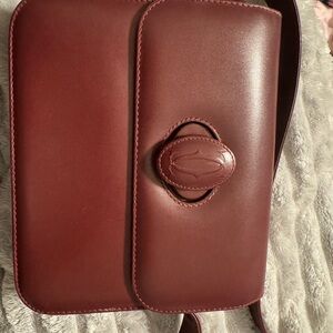 Rare Authentic Must De Cartier Turn Lock Shoulder Bag